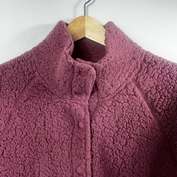 Zella Mauve Pink Teddy Bear Sherpa Jacket Size L Snap Button - Picture 2 of 13